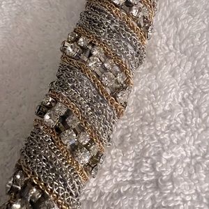 Neiman Marcus silver gold and rhinestones necklace